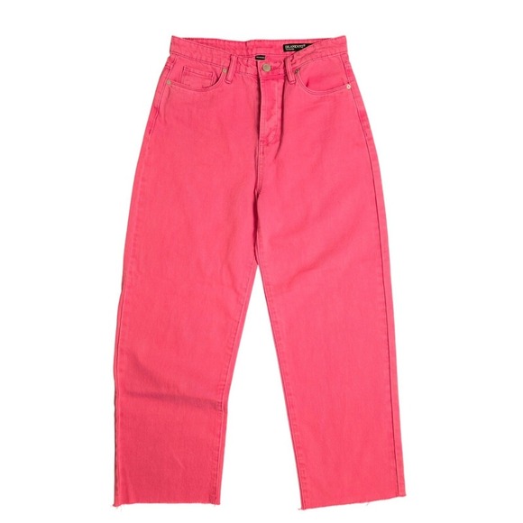 BlankNYC Womens Baxter 28 Pink Jeans Ribcage Hi-Rise Straight Leg Raw Hem Denim - Picture 9 of 9